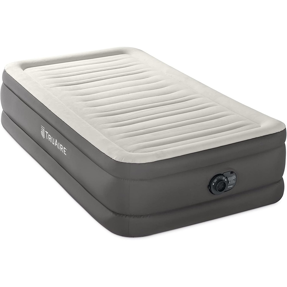 image:imageINTEX 64091ED TruAire Luxury Air Mattress FiberTech Twin Size Builtin Electric Pump 18in Bed Height 330lb Weight CapacityTwin
