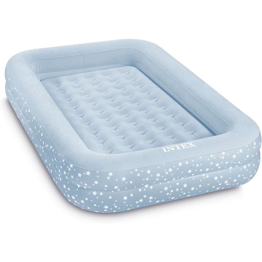 image:imageIntex 66810EP Kids Travel Air Mattress Inflatable Bed with Raised Sides and Hand Pump Portable BlowUp Toddler Traveler Bed for Childrens Naps or SleepBlue
