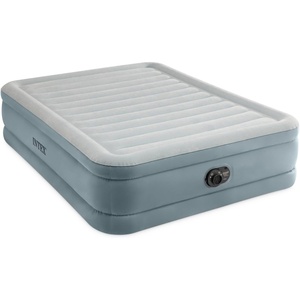 Intex 64823ED 18in Queen Dura-Beam Premium Comfort Inflatable Air Mattress with Built in Pump for Travel and Camping, 600lb Weight Capacity